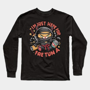 One design features a sneaky ninja cat with a katana in one hand and a can of tuna in the other. (3) Long Sleeve T-Shirt